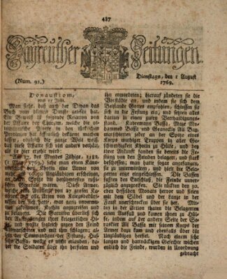 Bayreuther Zeitung Dienstag 1. August 1769