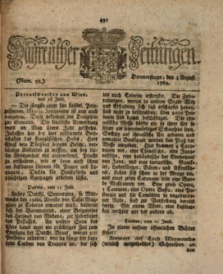 Bayreuther Zeitung Donnerstag 3. August 1769