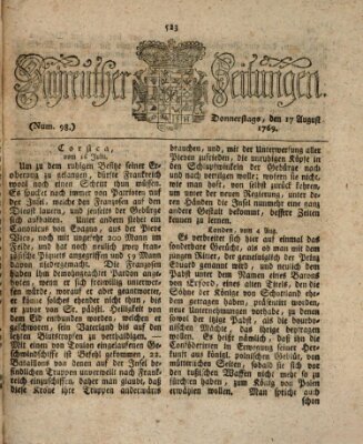 Bayreuther Zeitung Donnerstag 17. August 1769