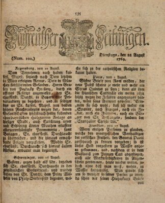 Bayreuther Zeitung Dienstag 22. August 1769