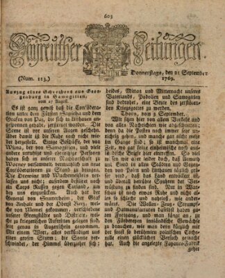 Bayreuther Zeitung Donnerstag 21. September 1769