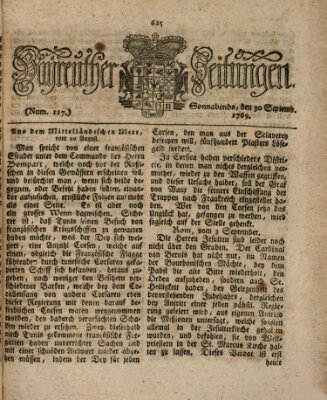 Bayreuther Zeitung Samstag 30. September 1769