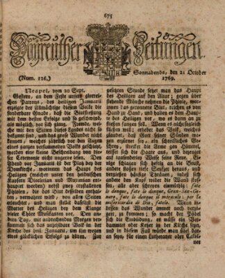 Bayreuther Zeitung Samstag 21. Oktober 1769