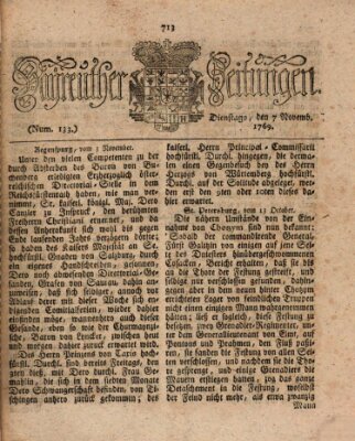 Bayreuther Zeitung Dienstag 7. November 1769