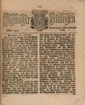 Bayreuther Zeitung Donnerstag 23. November 1769