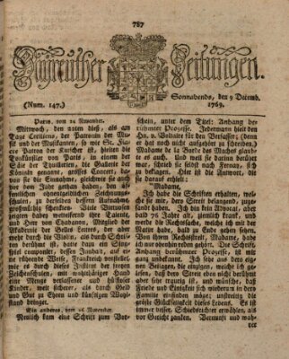 Bayreuther Zeitung Samstag 9. Dezember 1769