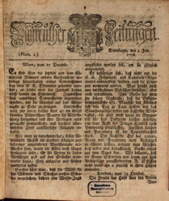 Bayreuther Zeitung Dienstag 2. Januar 1776