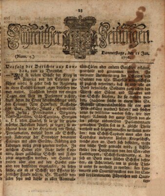 Bayreuther Zeitung Donnerstag 11. Januar 1776