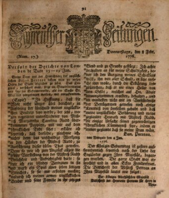 Bayreuther Zeitung Donnerstag 8. Februar 1776