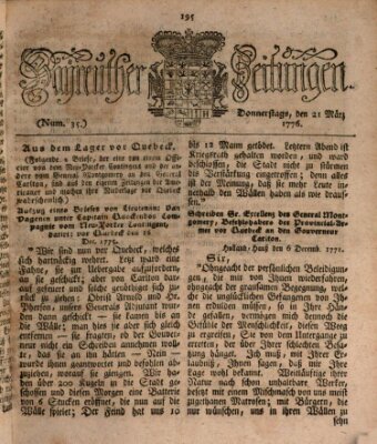 Bayreuther Zeitung Donnerstag 21. März 1776