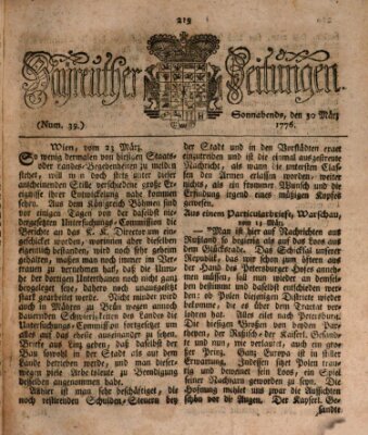 Bayreuther Zeitung Samstag 30. März 1776