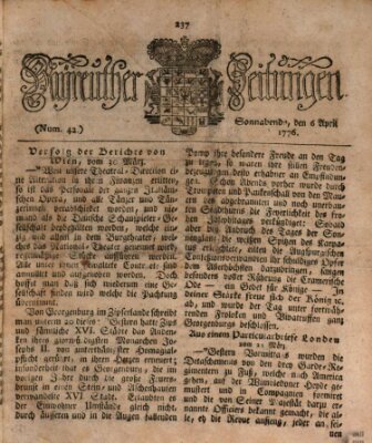 Bayreuther Zeitung Samstag 6. April 1776