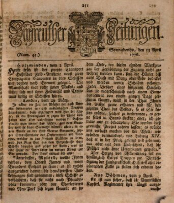 Bayreuther Zeitung Samstag 13. April 1776