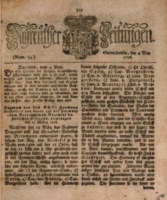 Bayreuther Zeitung Samstag 4. Mai 1776