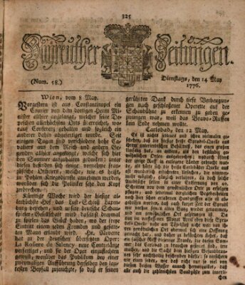 Bayreuther Zeitung Dienstag 14. Mai 1776