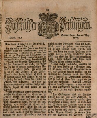 Bayreuther Zeitung Donnerstag 16. Mai 1776