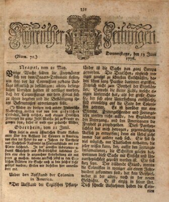 Bayreuther Zeitung Donnerstag 13. Juni 1776