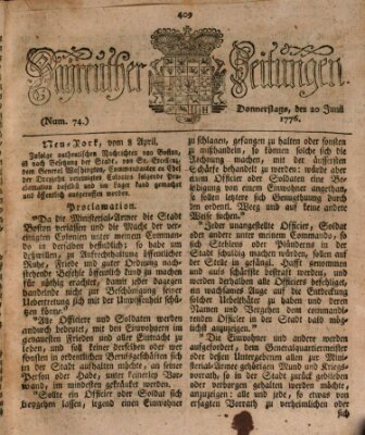 Bayreuther Zeitung Donnerstag 20. Juni 1776