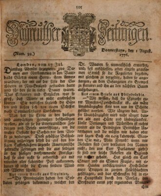 Bayreuther Zeitung Donnerstag 1. August 1776