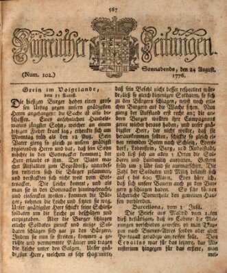 Bayreuther Zeitung Samstag 24. August 1776