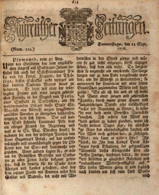 Bayreuther Zeitung Donnerstag 12. September 1776