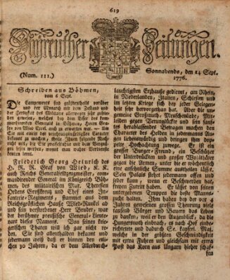 Bayreuther Zeitung Samstag 14. September 1776