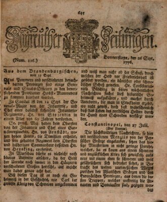 Bayreuther Zeitung Donnerstag 26. September 1776