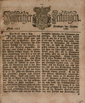 Bayreuther Zeitung Dienstag 1. Oktober 1776