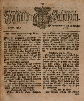 Bayreuther Zeitung Samstag 12. Oktober 1776