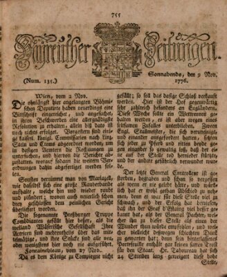 Bayreuther Zeitung Samstag 9. November 1776