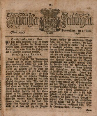 Bayreuther Zeitung Donnerstag 21. November 1776