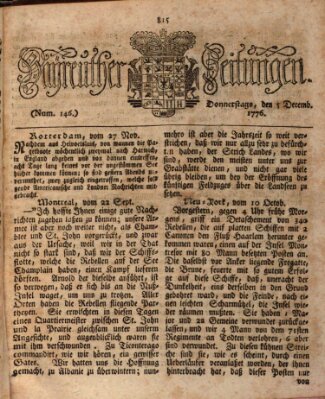 Bayreuther Zeitung Donnerstag 5. Dezember 1776