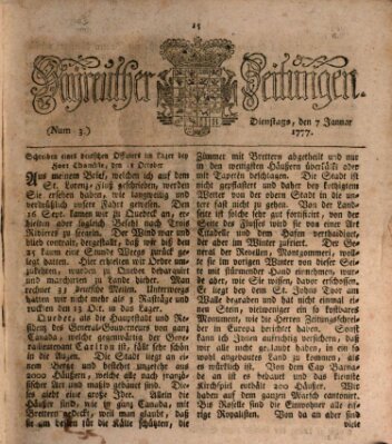 Bayreuther Zeitung Dienstag 7. Januar 1777