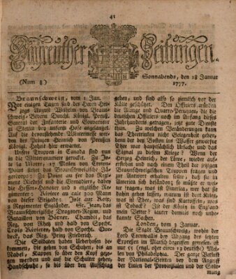 Bayreuther Zeitung Samstag 18. Januar 1777