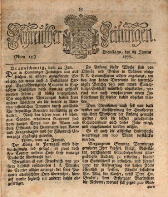 Bayreuther Zeitung Dienstag 28. Januar 1777