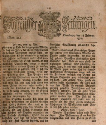 Bayreuther Zeitung Dienstag 18. Februar 1777