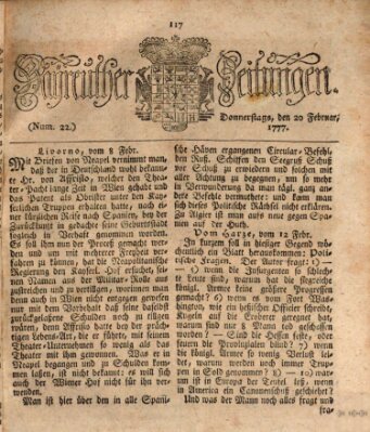 Bayreuther Zeitung Donnerstag 20. Februar 1777