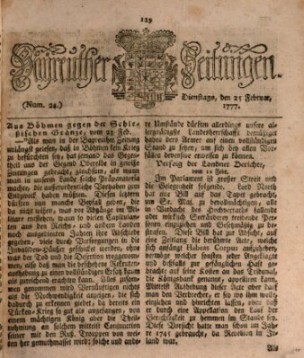 Bayreuther Zeitung Dienstag 25. Februar 1777