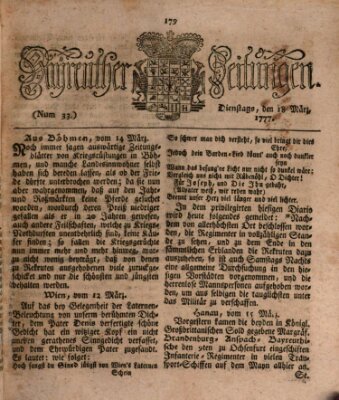 Bayreuther Zeitung Dienstag 18. März 1777