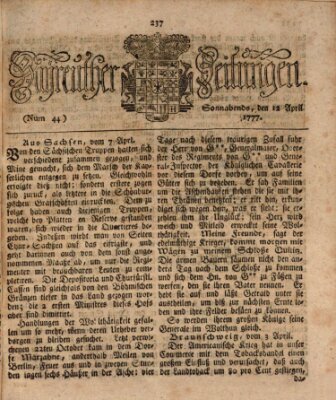 Bayreuther Zeitung Samstag 12. April 1777