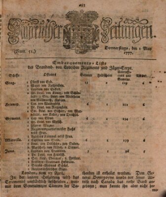 Bayreuther Zeitung Donnerstag 1. Mai 1777