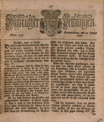 Bayreuther Zeitung Donnerstag 19. Juni 1777