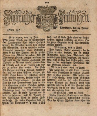 Bayreuther Zeitung Dienstag 24. Juni 1777