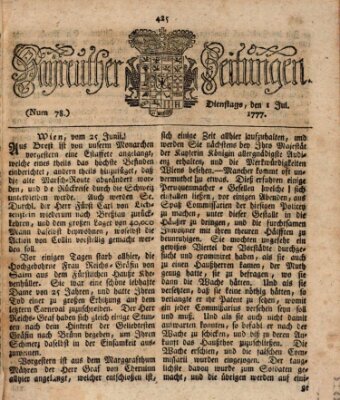 Bayreuther Zeitung Dienstag 1. Juli 1777