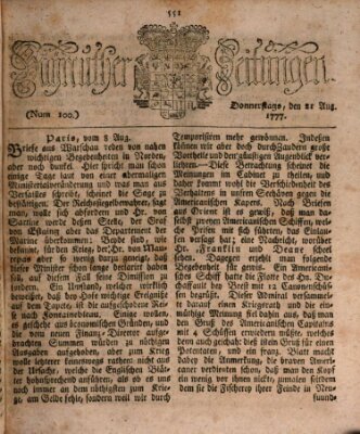 Bayreuther Zeitung Donnerstag 21. August 1777