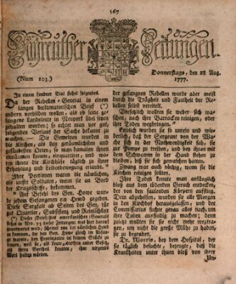 Bayreuther Zeitung Donnerstag 28. August 1777