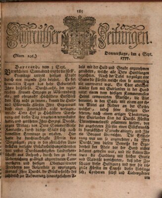 Bayreuther Zeitung Donnerstag 4. September 1777