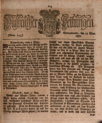 Bayreuther Zeitung Montag 15. September 1777