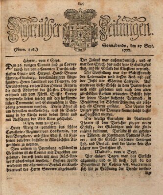 Bayreuther Zeitung Samstag 27. September 1777