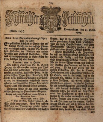 Bayreuther Zeitung Donnerstag 23. Oktober 1777